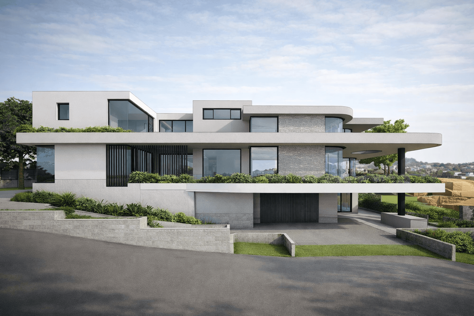 Architect-designed duplex, street facade, Beach Street Blakehurst (Georges River)