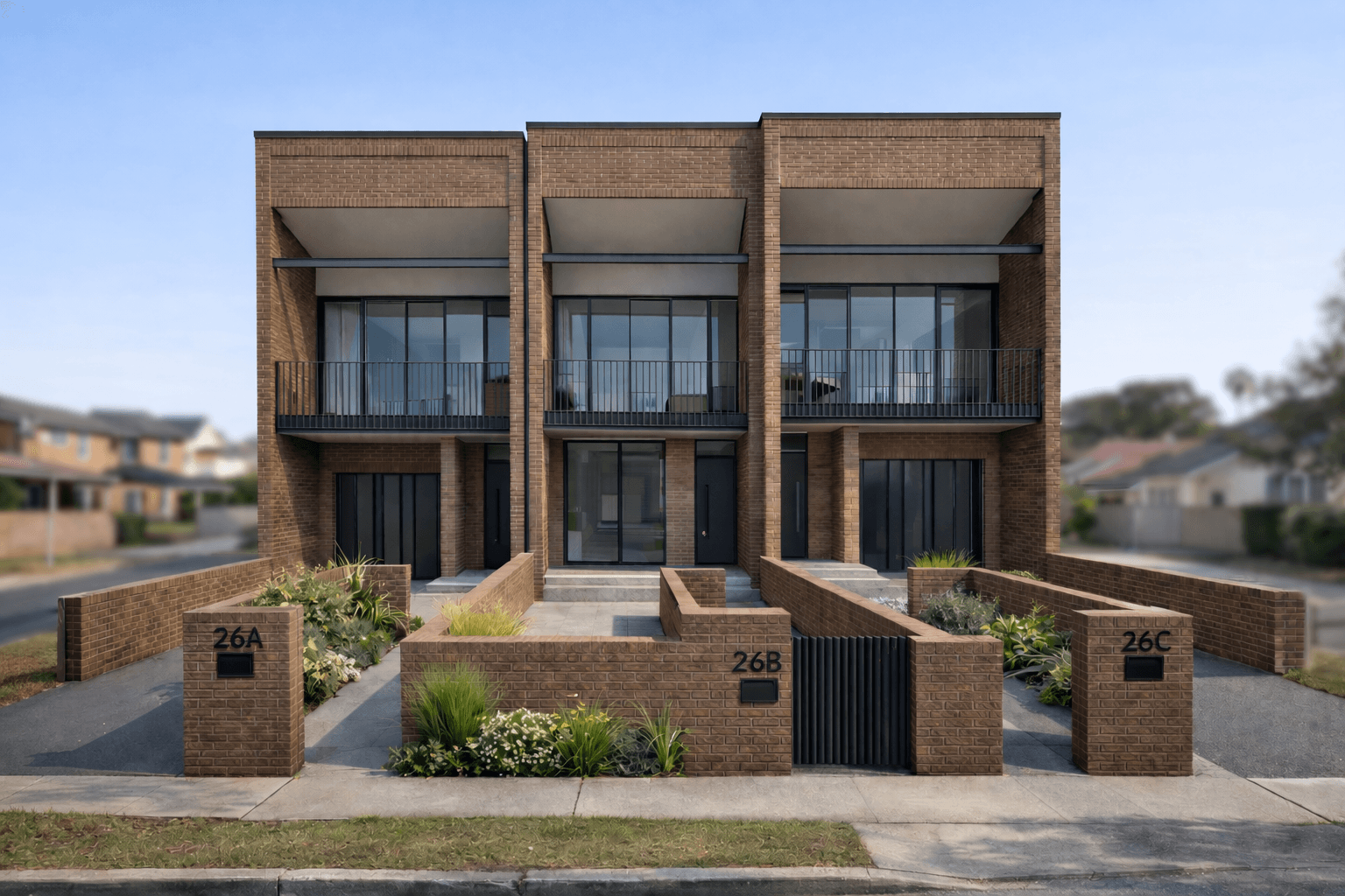 Architect-designed duplex, daytime render, Hannans Road Narwee (Georges River)