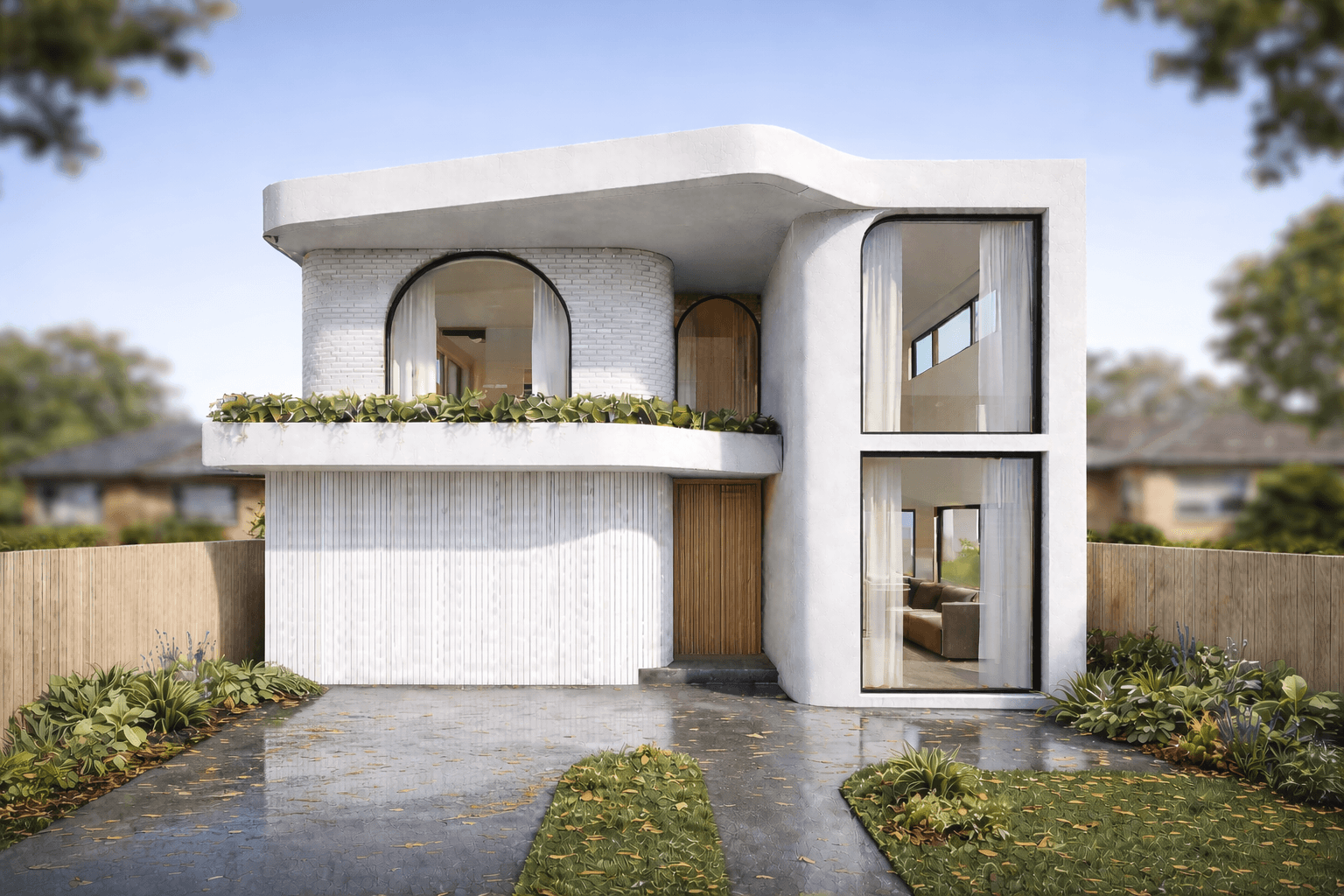 Architect-designed duplex, front elevation, Prospect Road Prospect (Blacktown)